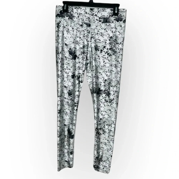 Terez High-Waist Leggings Size L Celestial Silver Star Confetti Full Length Gray - Picture 1 of 11